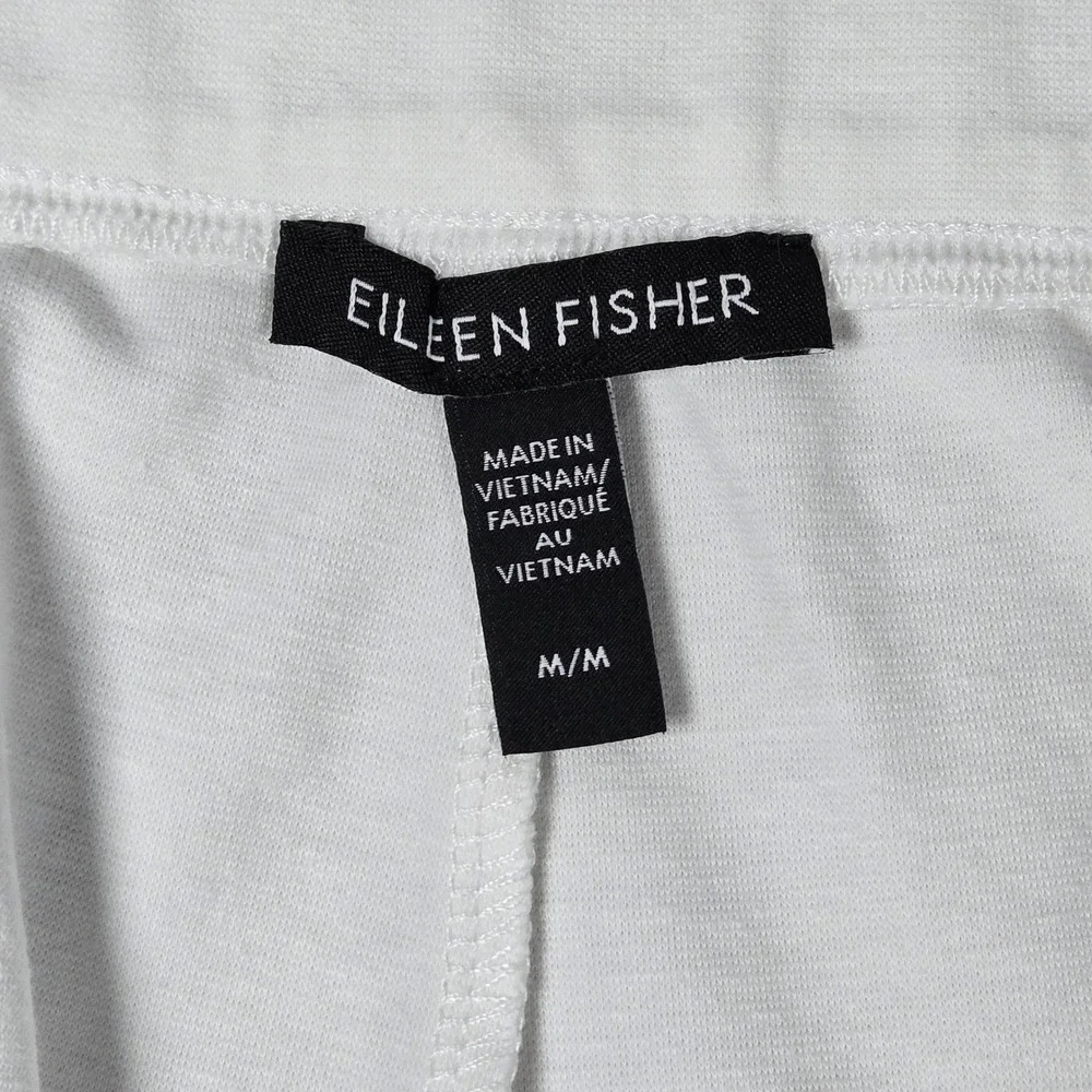 Eileen Fisher White Organic Cotton‎ Blend Tapered Ankle Pants Womens Medium